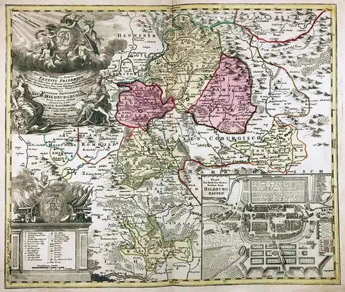 Ejusdem Principatus Saxo-Hildburghusian - Hildburghausen Römhild Coburg Eisfeld Thüringen Karte map