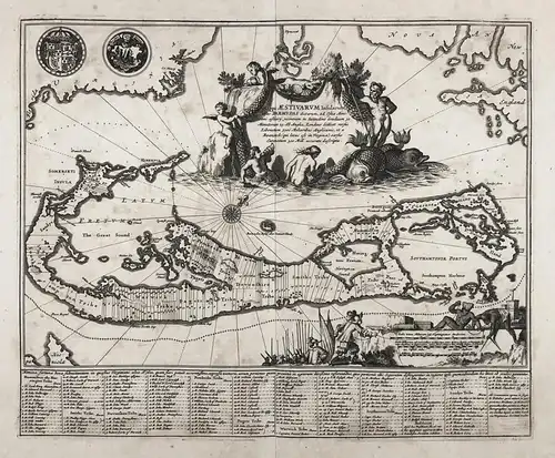 Mappa Aestivarum Insularum, Alias Barmudas dictarum, ad Ostia Mexicani aestuary jacentium in latitudine... - B