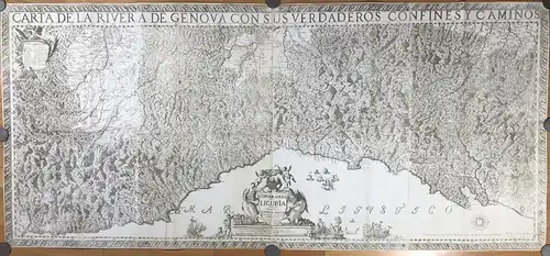Carta del la Riviera de Genova con sus verdaderos confines y caminos. / Topographia de la Liguria. Dedicada A