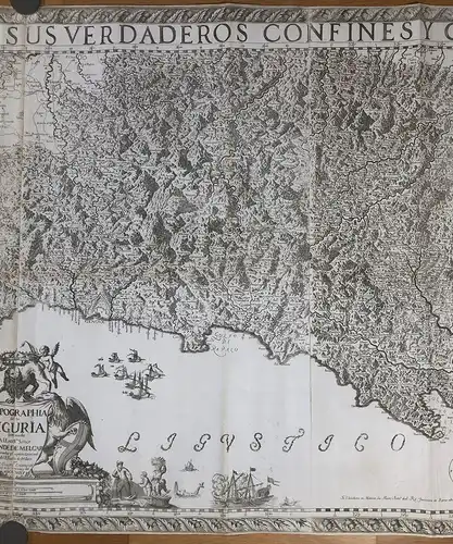 Carta del la Riviera de Genova con sus verdaderos confines y caminos. / Topographia de la Liguria. Dedicada A