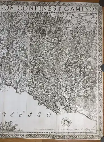 Carta del la Riviera de Genova con sus verdaderos confines y caminos. / Topographia de la Liguria. Dedicada A