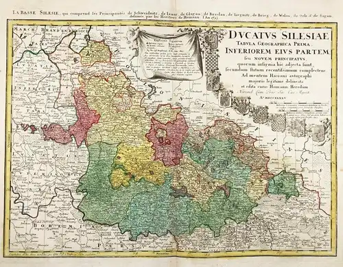 Ducatus Silesiae. Tabula Geographica Prima. Inferiorum Eius Partem. - Polen Schlesien Poland Silesia Polska Ni