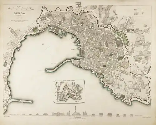 Genoa - Genova Genua Genoa city map plan Karte