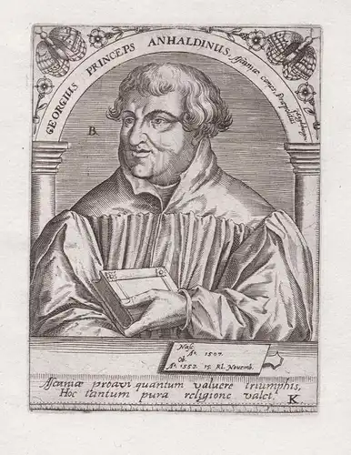 Georgius Princeps Anhaldinus - Georg III. von Anhalt-Plötzkau (1507-1553) Fürst Dessau Reformation Portrait