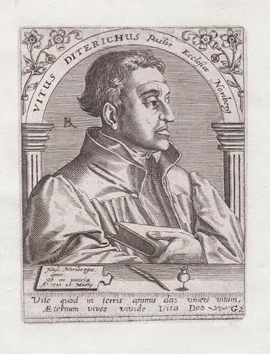 Vitus Diterichus - Veit Dietrich (1506-1549) Nürnberg Reformator Reformation Theologe Schriftsteller Portrait