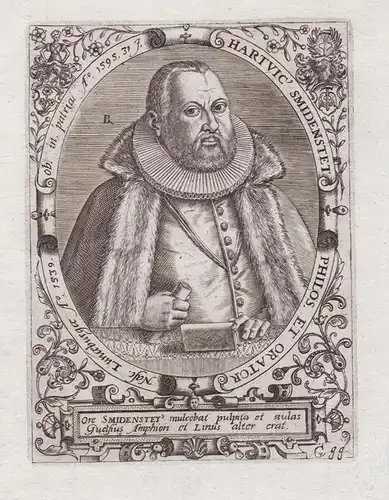 Hartvic Smidenstet Philos. et Orator - Hartwig Schmidenstet (1539-1595) Lüneburg Philosoph Rhetoriker German p