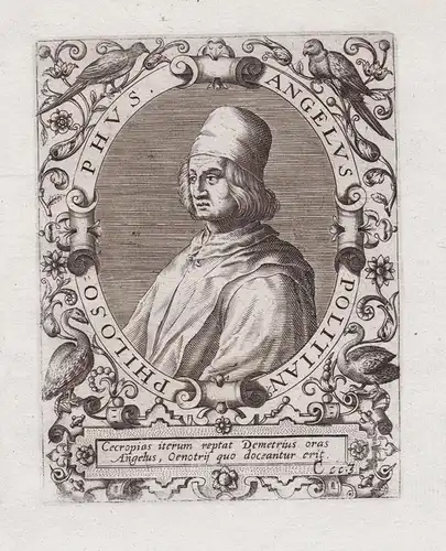 Angelus Politian Philosophus. - Angelo Poliziano (1454-1494) Italian Renaissance humanist poet Dichter Firenze
