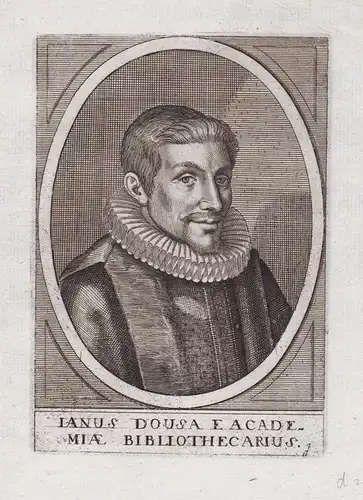 Ianus Dousa e Academiae Bibliothecarius - Janus Dousa (1545-1604) van der Does Dutch poet Librarian of Leiden
