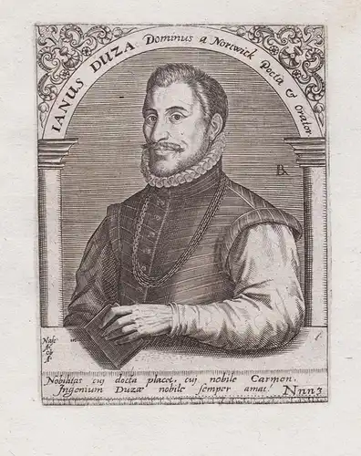 Ianus Duza Dominus a Norwick Poeta & Orator - Jan van der Does (1545-1604) Dutch poet scholar historian librar