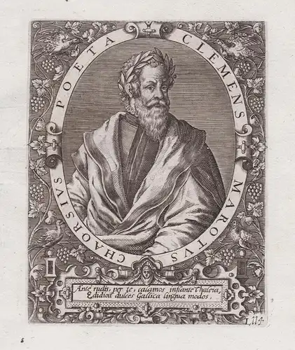 Clemens Marotus Chaorsius Poeta - Clement Marot (1496-1544) French Renaissance poete poet Dichter Portrait