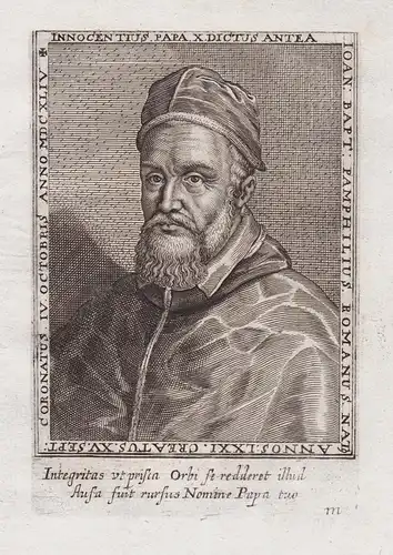 Ioan: Bapt: Pamphilius. Romanus... - Pope Innocent X (1574-1655) Giovanni Battista Pamphilis Papst Papa Portra