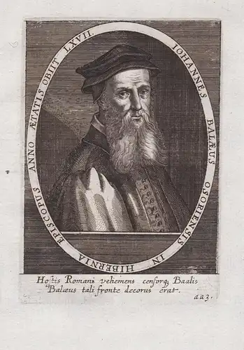 Iohannes Balaeus - John Bale (1495-1563) English historian Bishop of Ossory author Portrait