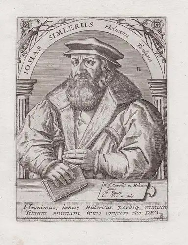 Iosias Simlerus - Josias Simler (1530-1576) Schweizer Theologe Historiker Kappel am Albis Zürich Portrait