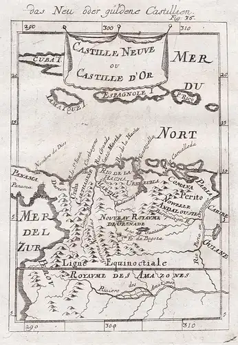 Castille Neuve ou Castille d'Or. - Colombia Venezuela South America Panama Jamaica Hispaniola Puerto Rico map