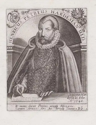 Henricus Petreus Hardesian. U. I. D. - Heinrich Petreus (1546-1615) Humanist Jurist Hardegsen Wolfenbüttel Fra