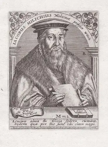 Iacobus Milichius Medicinae professor Witteb. - Jakob Milich (1501-1559) Mathematiker Arzt mathematician physi