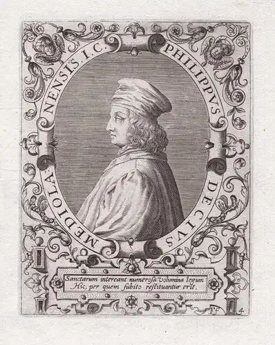 Philippus Decius Mediolanensis. - Filippo Decio (1454-c.1535) Italian jurist Renaissance Milano Pavia Pisa Sie