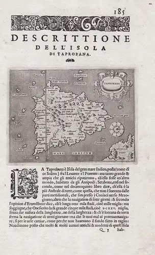 Taprobana - Sri Lanka island Asia Indian Ocean map Karte