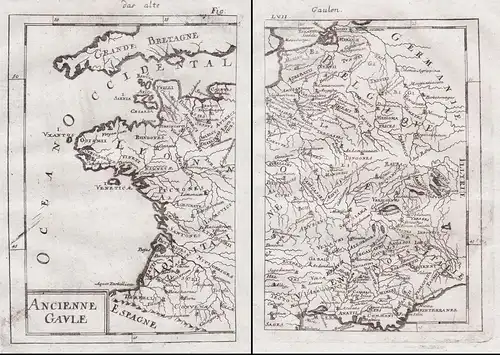 Ancienne Gaule. - Gallia Gallien Gallier France Frankreich carte gravure map Karte