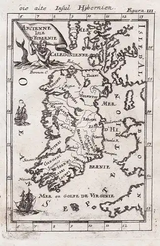 Ancienne Isle d'Hibernie - Ireland Irland island map Karte