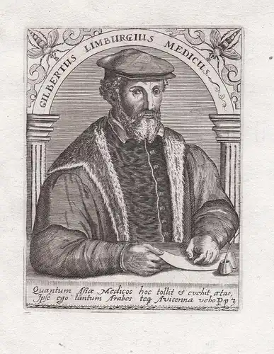 Gilbertus Limburgius Medicus - Gilbert Fuchs Philaretus (1504 - 1567) Arzt Balneologe physician Limburg doctor
