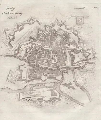 Grundriss der Stadt und Festung von Metz - Metz Alsace Elsass cité France city plan Stadtplan Plan