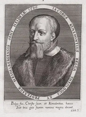 Iacobus Kimedontius Belga Theologus... - Jakob Kymmendonck (c.1550-1596) Lutherischer Theologe Kempen Heidelbe