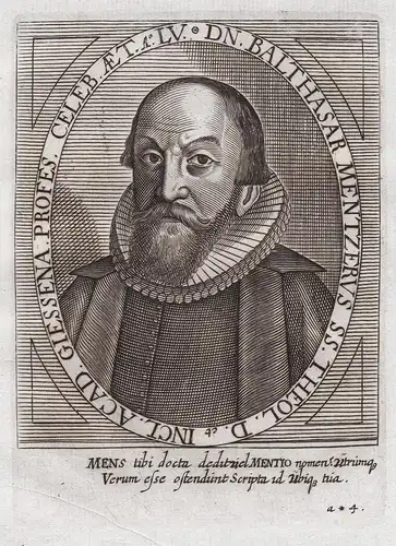 DN. Balthasar Mentzerus SS. Theol. D. Incl. Acad. ... - Baltasar Mentzer der Ältere (1565-1627) Lutherischer T