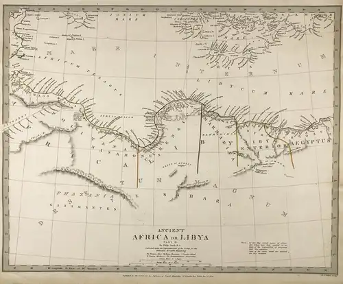 Ancient Africa or Libya Part II - North Africa Libya Crete Kreta engraving map Karte SDUK Afrique