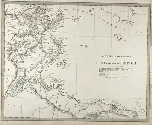 North Africa or Barbary III Tunis and part of Tripoli - Tunis Tripoli Tunesia Libanon Africa engraving map Kar