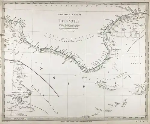 North Africa or Barbary IV Tripoli - Tripoli Libya Libyen North Africa engraving map Karte SDUK Afrique
