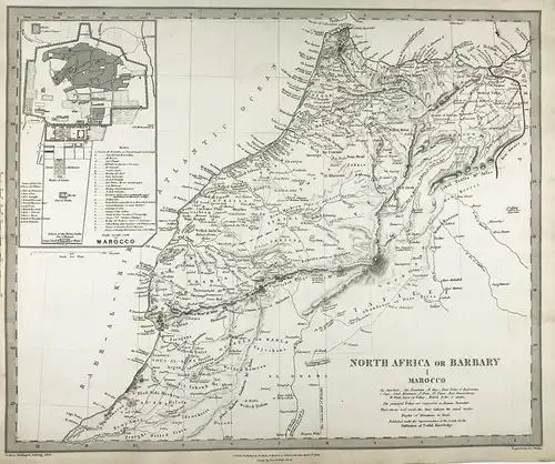 North Africa or Barbary - North Africa Barbary Morocco Marokko Afrika engraving map Karte SDUK Afrique
