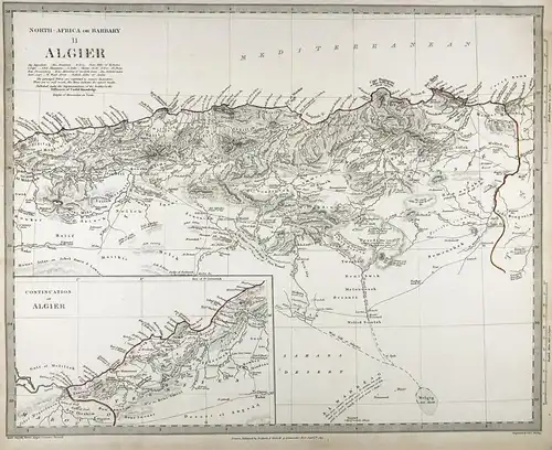 North-Africa or Barbary II Algier - Algier Algiers Algeria Algerien engraving map Karte SDUK Afrique