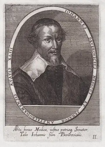Iohannes Beverovicius Medicus et Senator... - Jan van Beverwijck (1594-1647) Dutch doctor physician Arzt Dordr