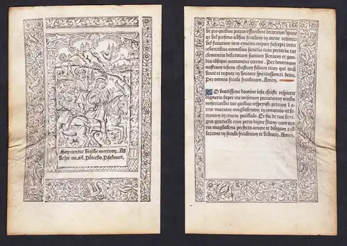 Leaf of a Book of Hours printed on vellum / Blatt eines gedruckten Stundenbuches auf Pergament / Feuillet d'un