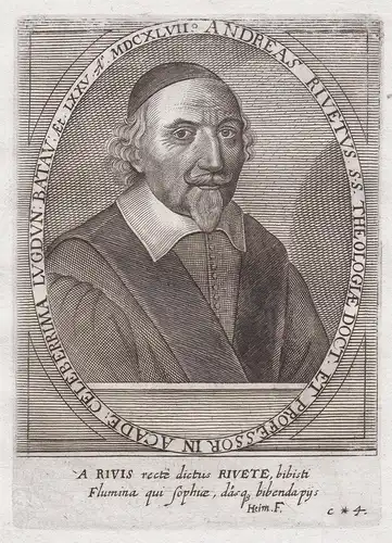 Andreas Rivetus S. S. Theologiae Doct. et Proffessor in Acade:... - André Rivet (1572-1651) French Huguenot th