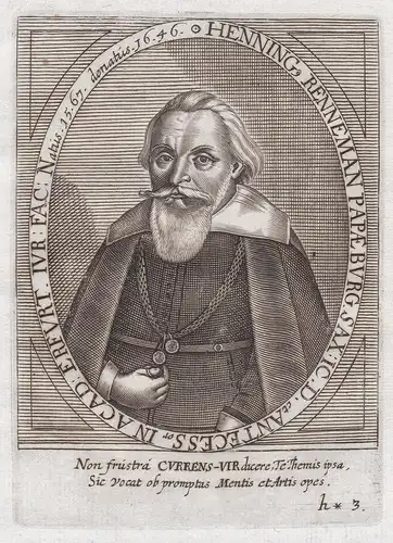 Henning Renneman Papaeburg Sax: I. C. D. et Antecessor... - Henning Rennemann (1567-1646) Nortstemmen Helmsted