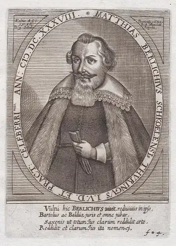 Matthias Berlichius Schkoelensis Thuringus I. U. D.... - Matthias Berlichius (1586-1638) Schkölen Leipzig Jena