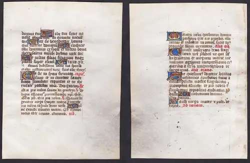 15th century manuscript leaf on vellum / Pergament-Blatt einer Handschrift aus dem 15. Jahrhundert / Feuillet