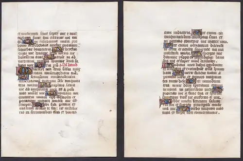 15th century manuscript leaf on vellum / Pergament-Blatt einer Handschrift aus dem 15. Jahrhundert / Feuillet