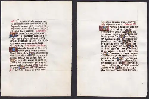 15th century manuscript leaf on vellum / Pergament-Blatt einer Handschrift aus dem 15. Jahrhundert / Feuillet