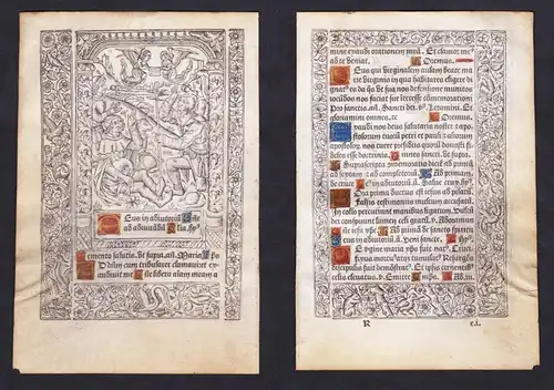 Leaf of a Book of Hours printed on vellum / Blatt eines gedruckten Stundenbuches auf Pergament / Feuillet d'un