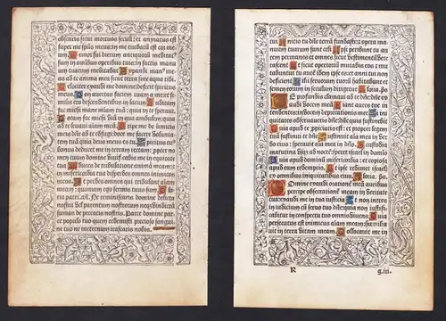 Leaf of a Book of Hours printed on vellum / Blatt eines gedruckten Stundenbuches auf Pergament / Feuillet d'un