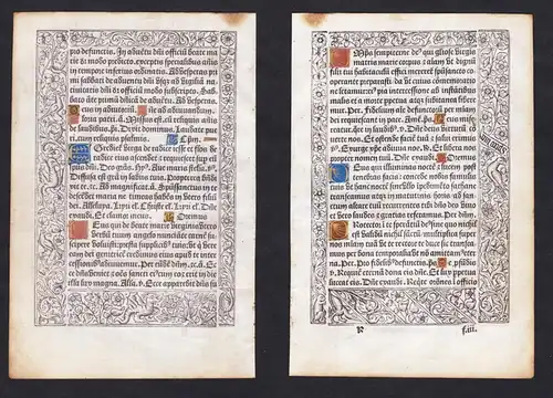 Leaf of a Book of Hours printed on vellum / Blatt eines gedruckten Stundenbuches auf Pergament / Feuillet d'un