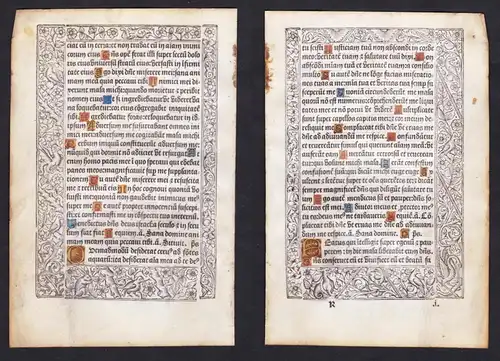 Leaf of a Book of Hours printed on vellum / Blatt eines gedruckten Stundenbuches auf Pergament / Feuillet d'un