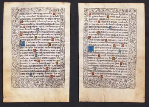 Leaf of a Book of Hours printed on vellum / Blatt eines gedruckten Stundenbuches auf Pergament / Feuillet d'un