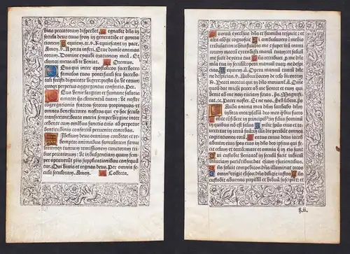 Leaf of a Book of Hours printed on vellum / Blatt eines gedruckten Stundenbuches auf Pergament / Feuillet d'un