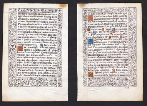 Leaf of a Book of Hours printed on vellum / Blatt eines gedruckten Stundenbuches auf Pergament / Feuillet d'un