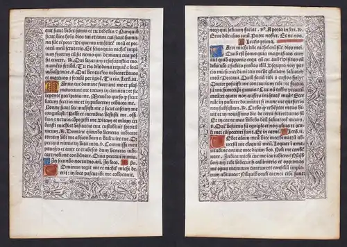 Leaf of a Book of Hours printed on vellum / Blatt eines gedruckten Stundenbuches auf Pergament / Feuillet d'un