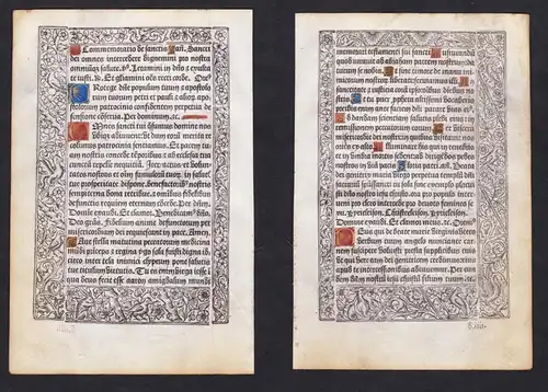 Leaf of a Book of Hours printed on vellum / Blatt eines gedruckten Stundenbuches auf Pergament / Feuillet d'un